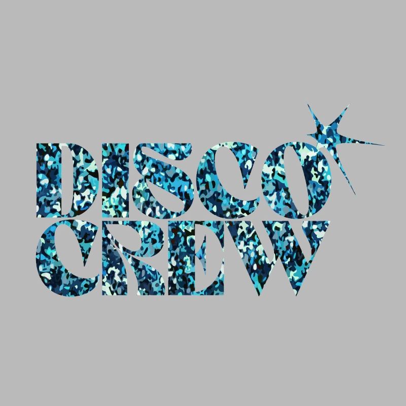 Disco Crew Glitter Blue Typography