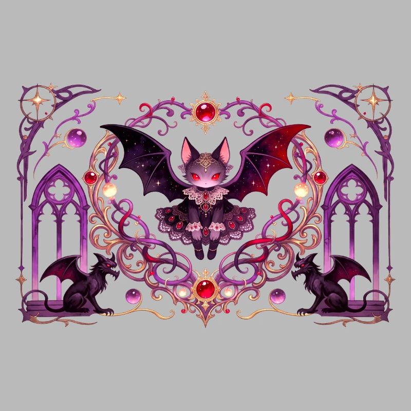 Gotische Vampirkatze Dunkle Fantasy Hexendesign