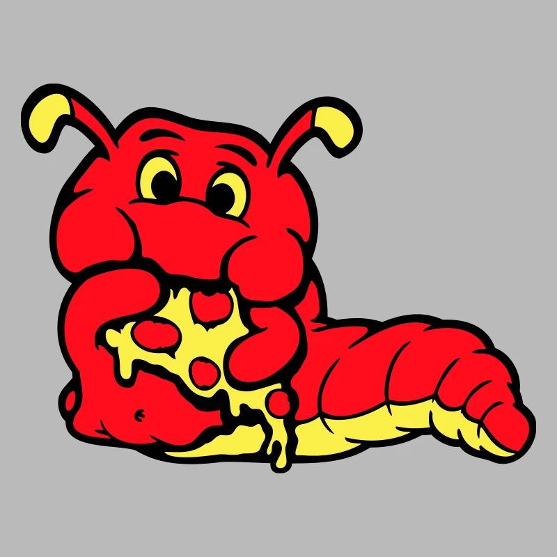 Chenille ver Happy Eating Pizza Salami Restauration rapide