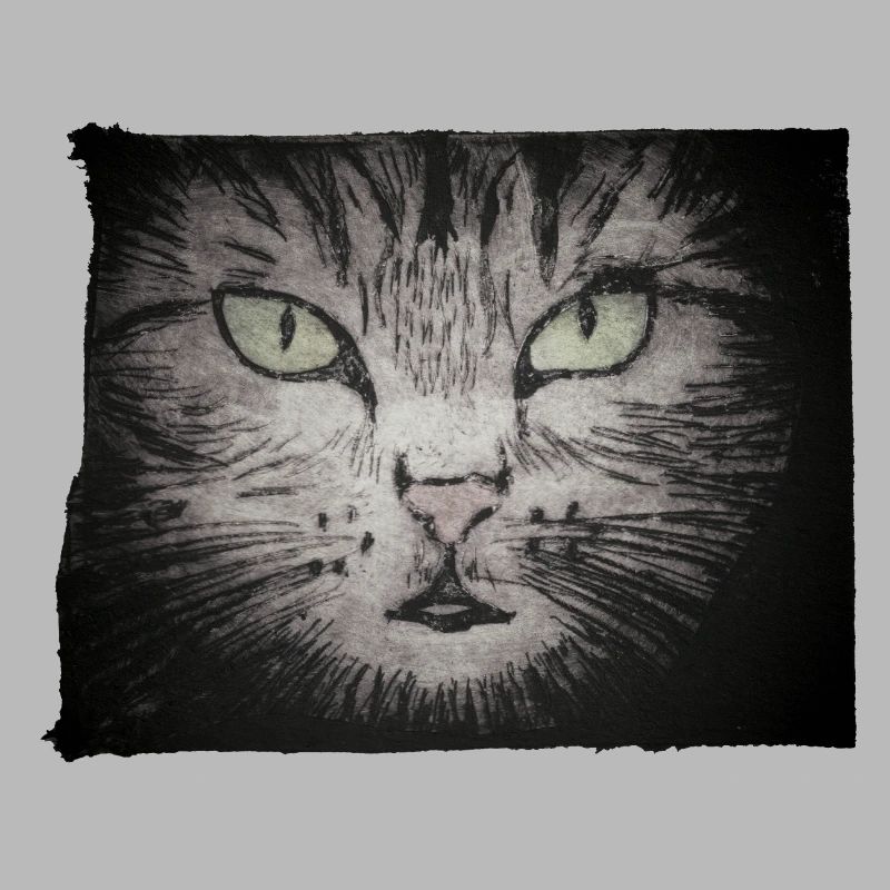 Cat Black - Gravé à la main imprimable