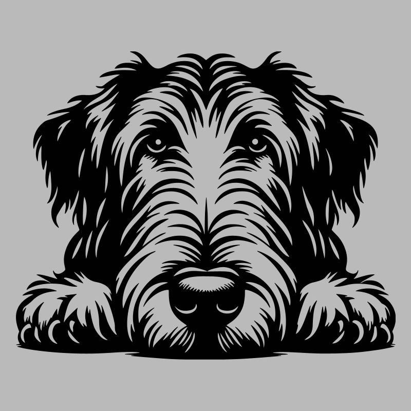 Irish Wolfhound Kopf mit Pfoten