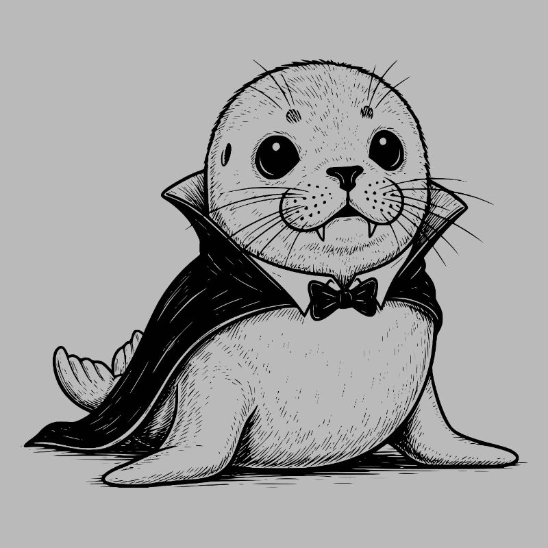 Dessin animé bébé phoque en costume de vampire