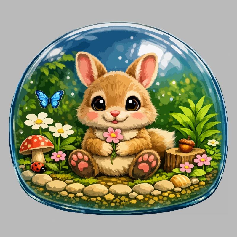 Cute Rabbit in Forest Bubble