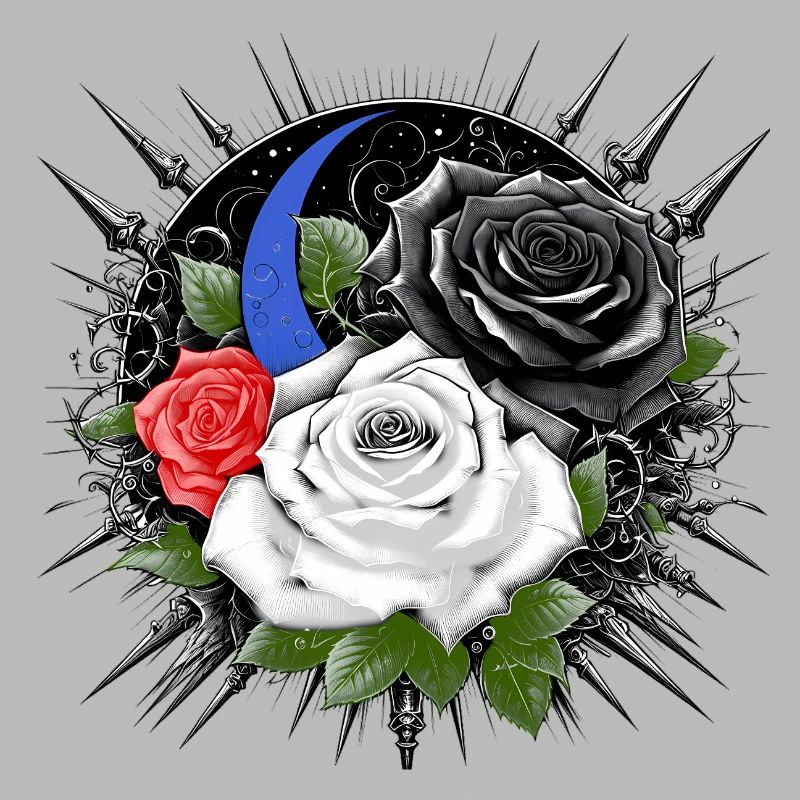 Gloomy roses with moon and thorns