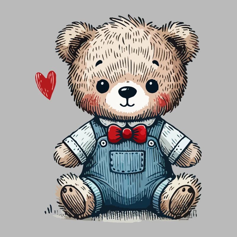 Vintage teddy bear with dungarees