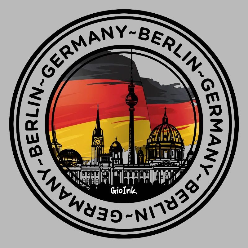 Berliner Skyline mit deutschen Flaggenfarben