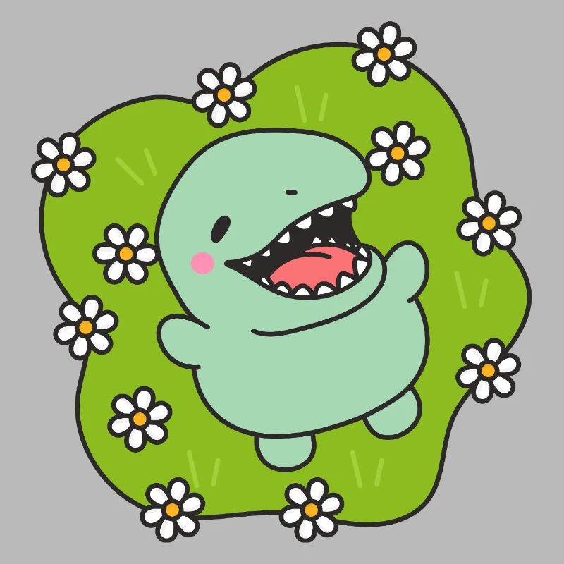 Happy Dinosaur in Spring