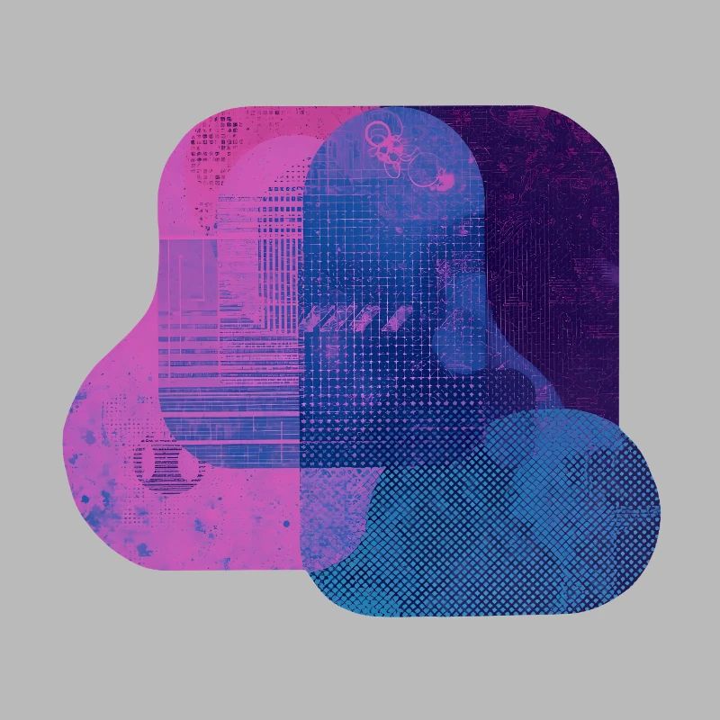 Abstrakte Tech-Schichten – Digitale Kunst in Blau und Pink