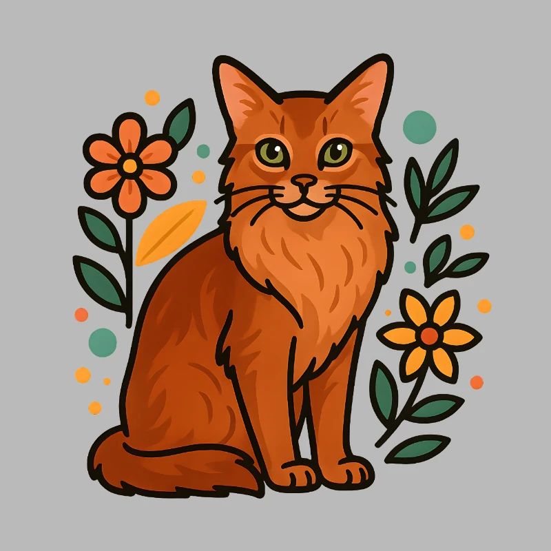 Chat somalien et fleurs