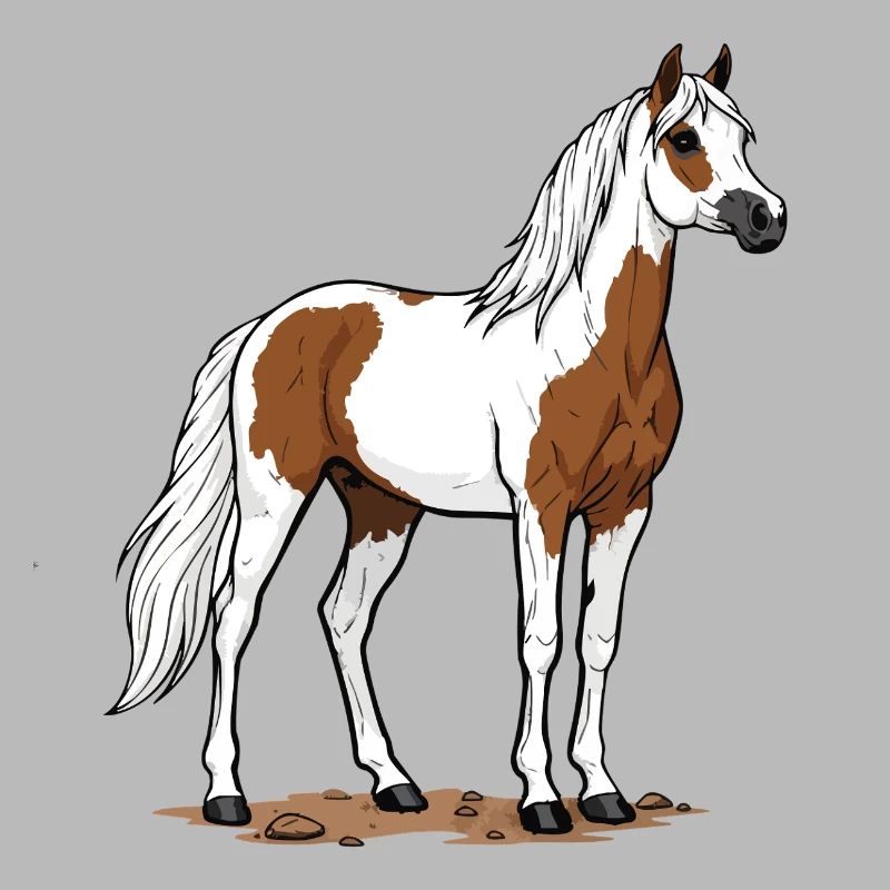 Cheval Pie Marron et Blanc Élégance Équestre