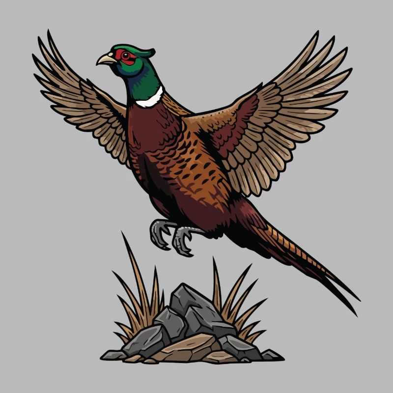 Ring-necked Pheasant in Flight Wild Nature