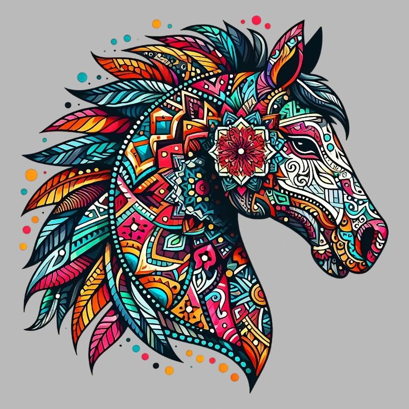 Cheval décoré de Mandalas