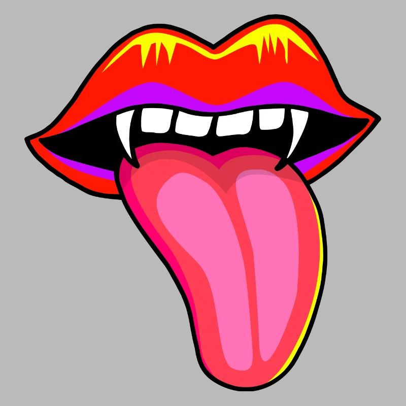 Bouche avec des dents de vampire