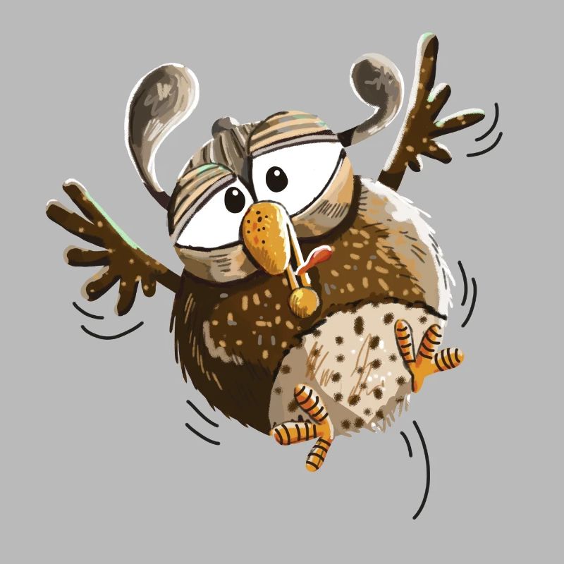 Flatternde Eule im Tiefflug - Eulen - Lustig