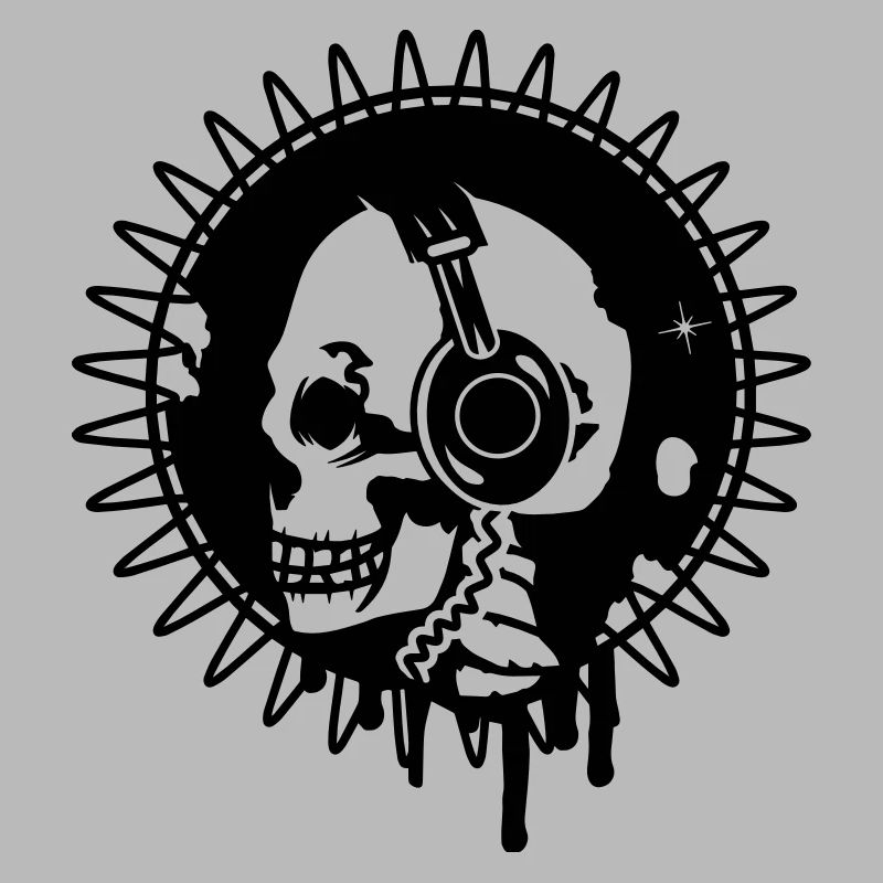 Totenkopf mit Kopfhörer im Profi