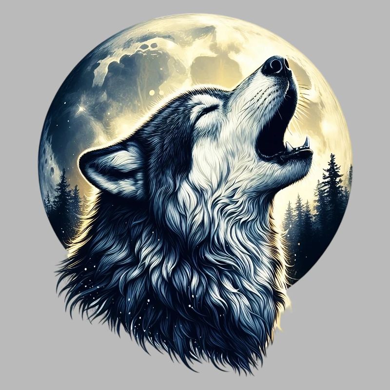 Wolf howls at the full moon
