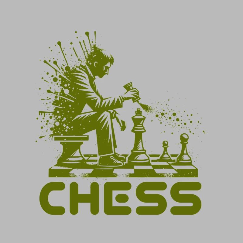 Silhouette de joueur d’échecs avec explosion de couleurs