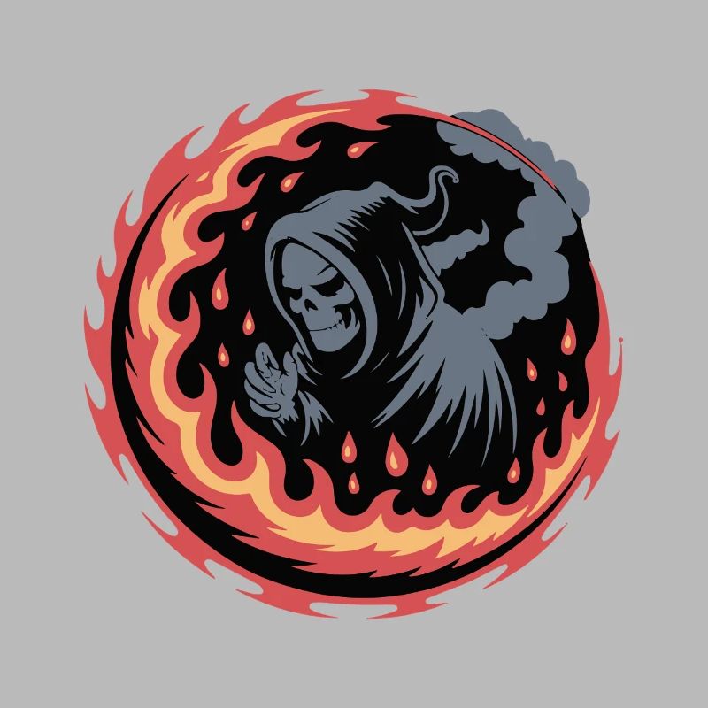 Flaming Grim Reaper Circle