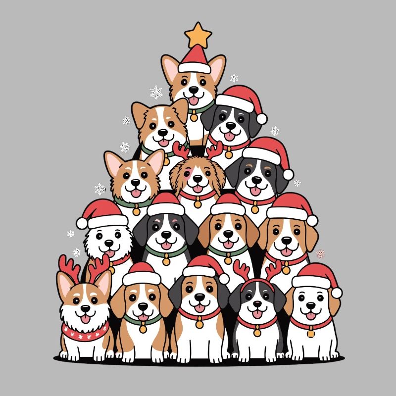 Pyramide de chien de Noël – Drôle de look de Noël