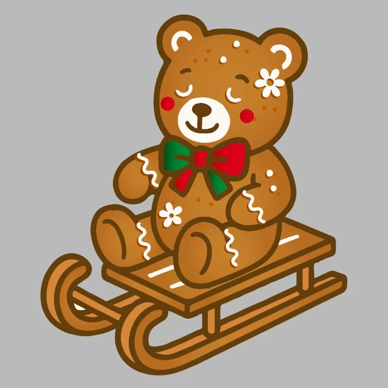 Süßer Lebkuchen-Teddy auf nostalgischem Schlitten