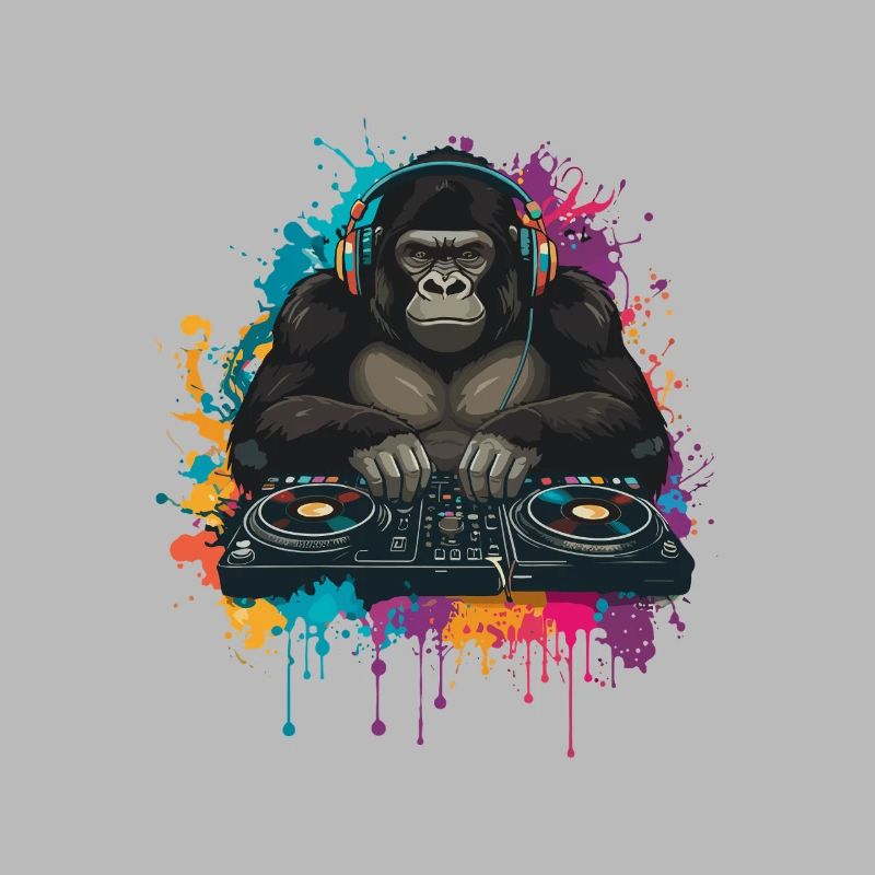 Gorilla DJ à la table de mixage