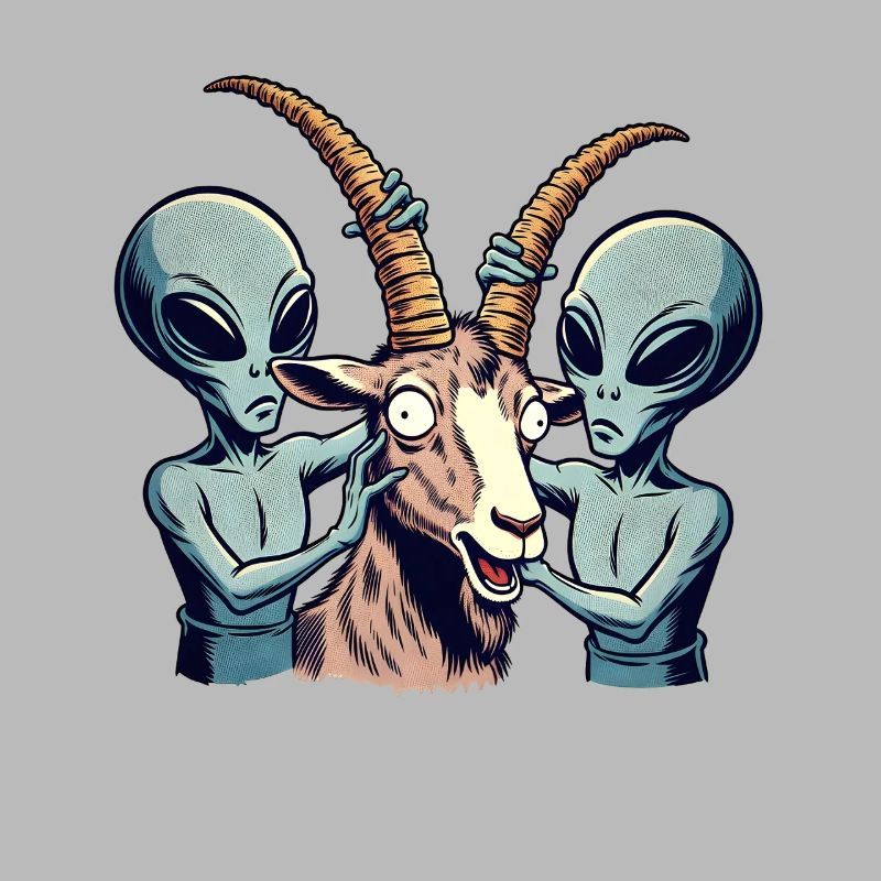 Aliens examine goat