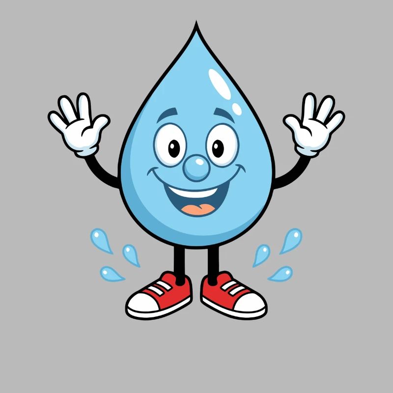 Fröhlicher Wassertropfen mit Sneakers