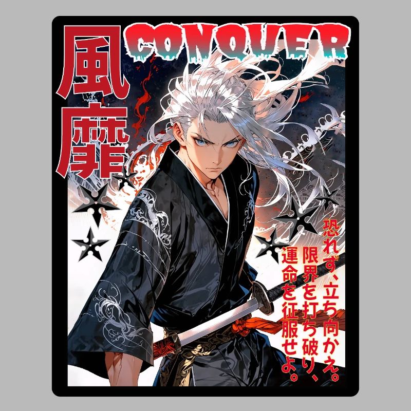 Samouraï féroce avec motif de vent