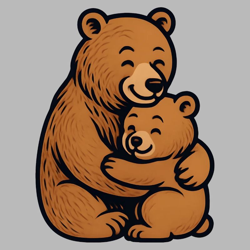 Brown Bears Hug Cuddly Drawing