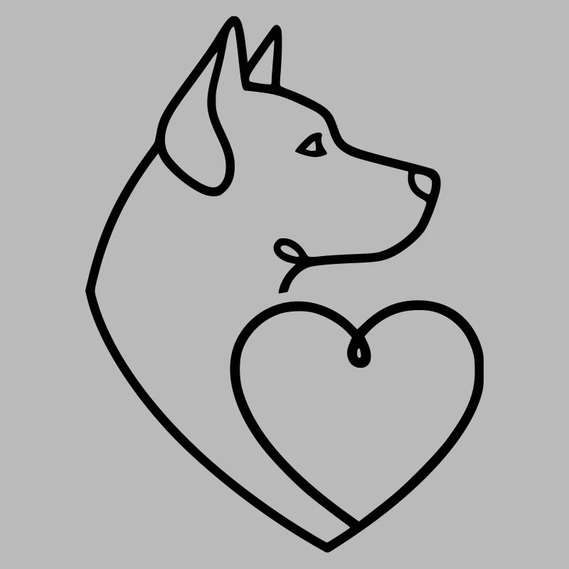 Husky Shepherd Heart Line Art