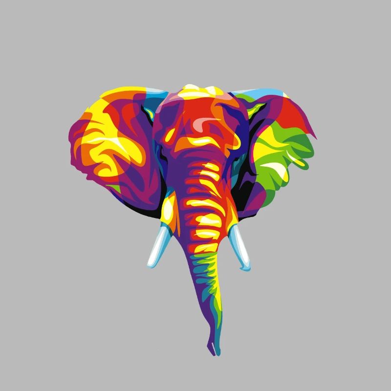Éléphant avec motif abstrait coloré.