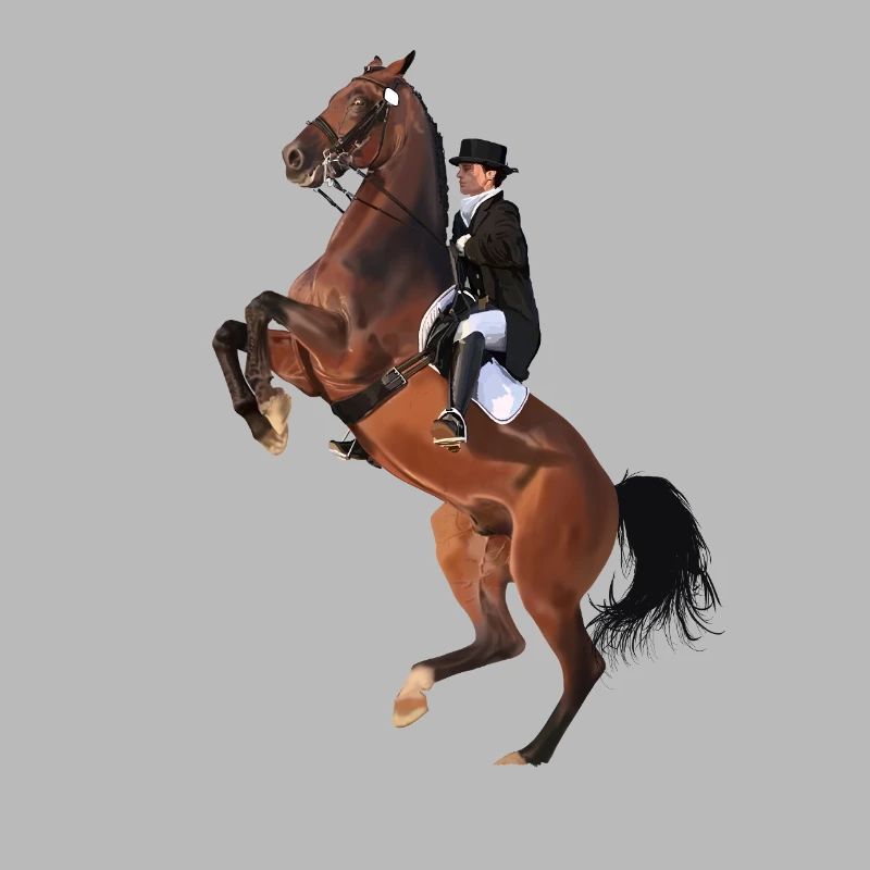 Cavalier élégant sur cheval cabré