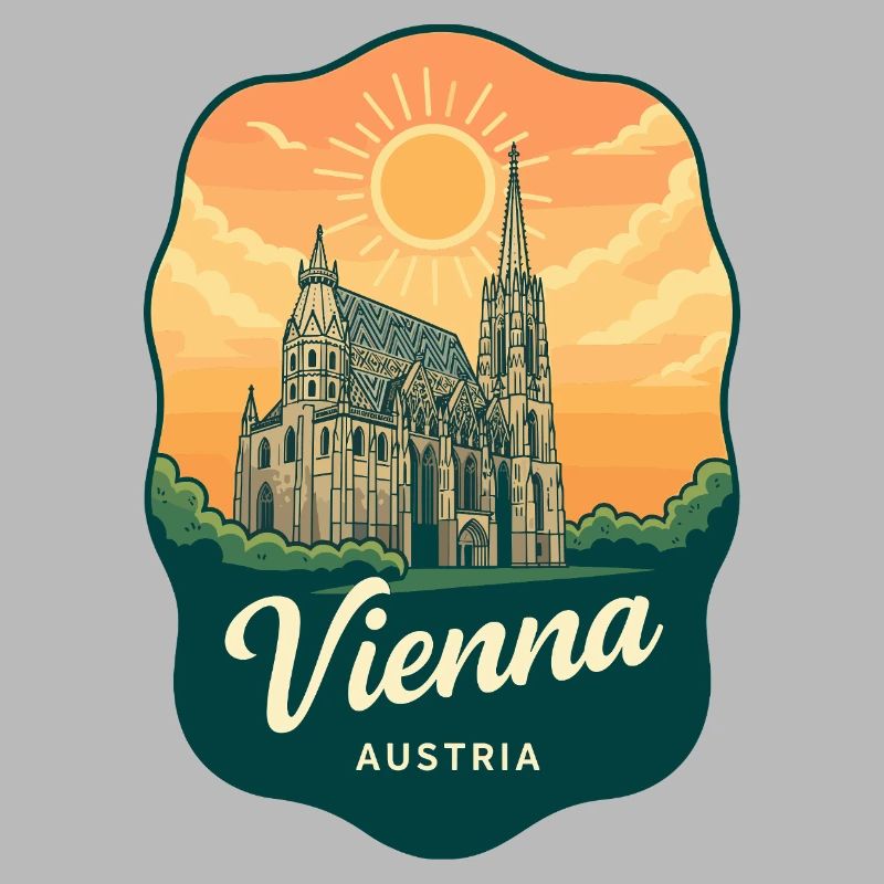 Vienna St Stephens Cathedral Austria Retro Badge