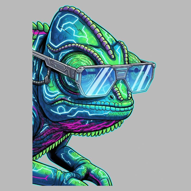 Cyber-Chamäleon mit Sonnenbrille