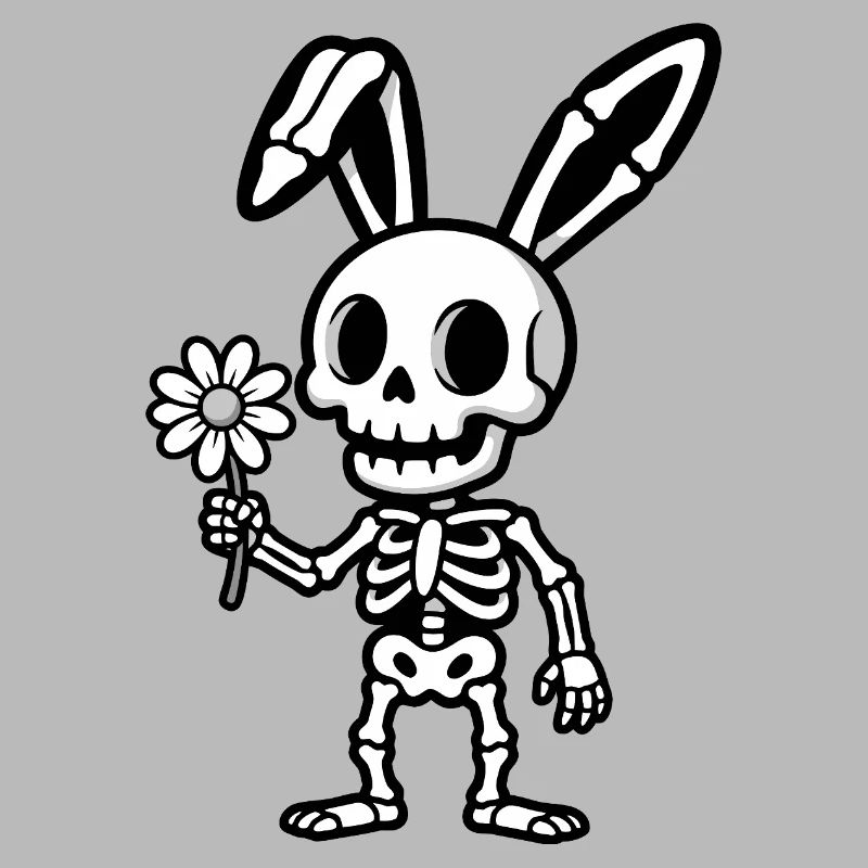 Lapin Squelette à Fleur