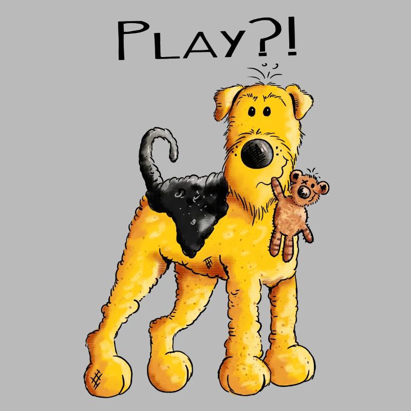 Play Airedale Terrier mit Teddy - Comic - Fun
