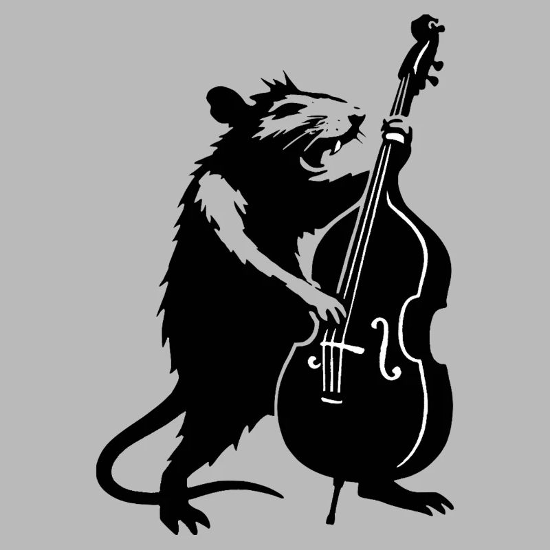 Bär mit Cello Monochrom