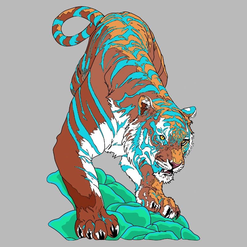 Turquoise Blue Tiger on Rock
