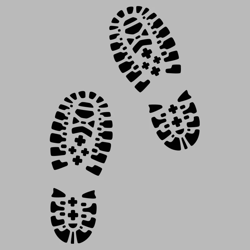 Bottes de randonnée, empreintes de pas