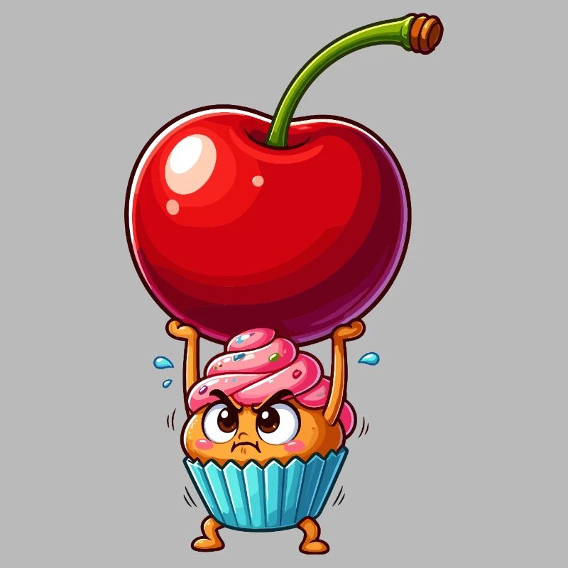 Kirsche Kraft Cupcake Held