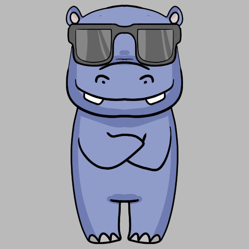 cool hippo with sunglasses