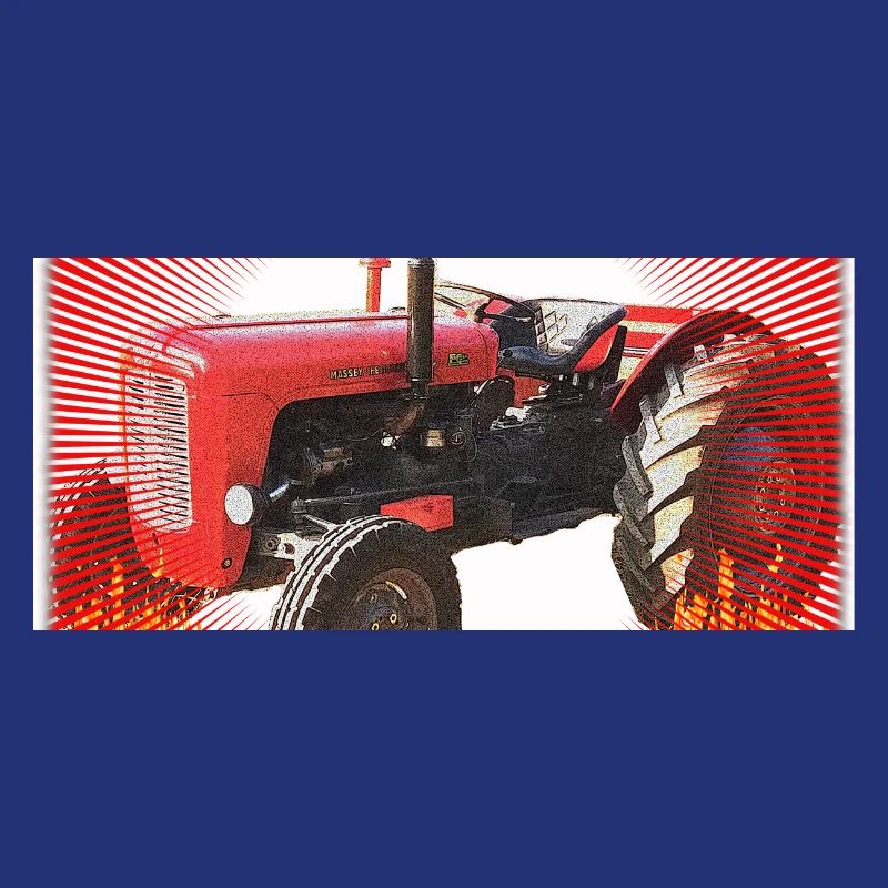 Red Tractor with Radiant Pattern