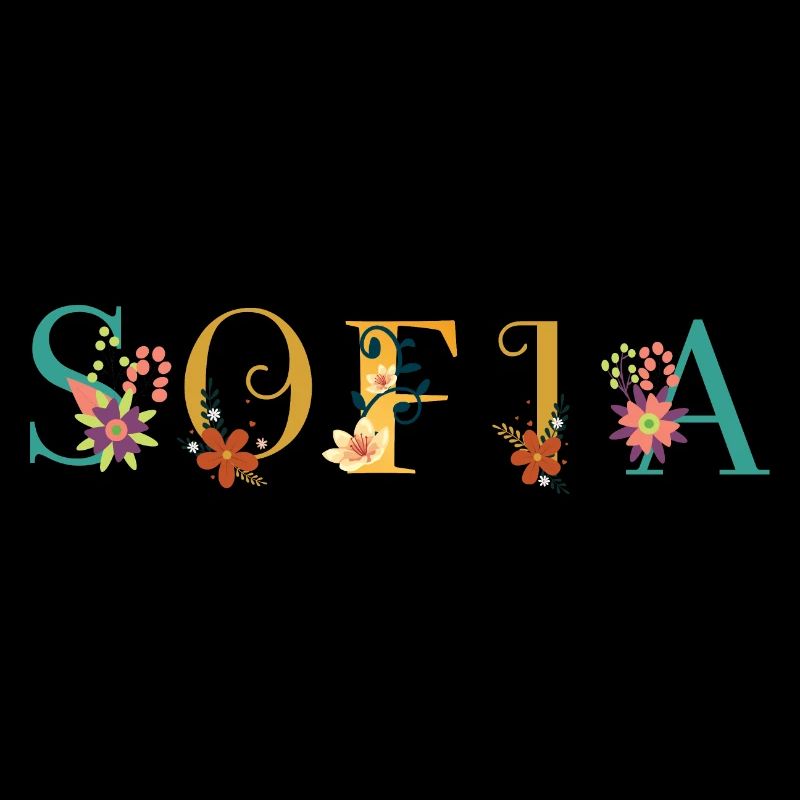 SOFIA Prénom Art avec fleurs brodées
