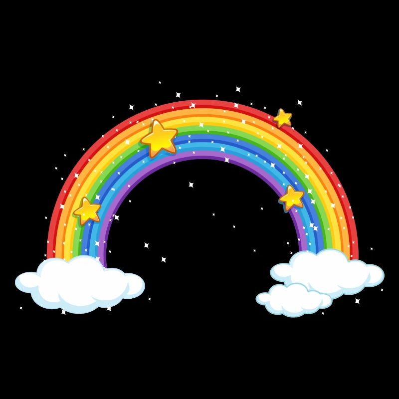 Bright Cartoon Rainbow with Clouds