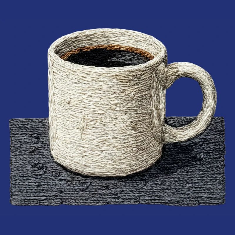 Embroidered mug filter coffee slow coffee (printed)