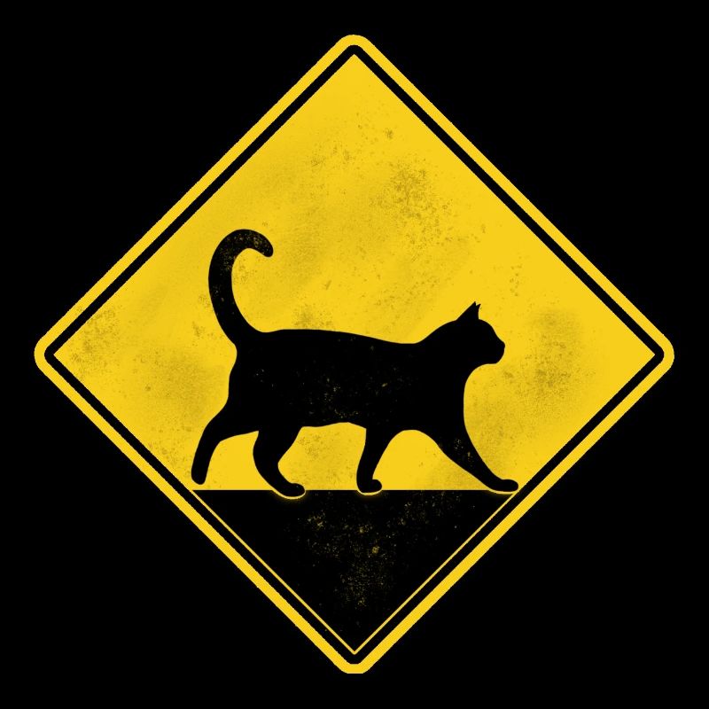 Chat panneau de signalisation jaune