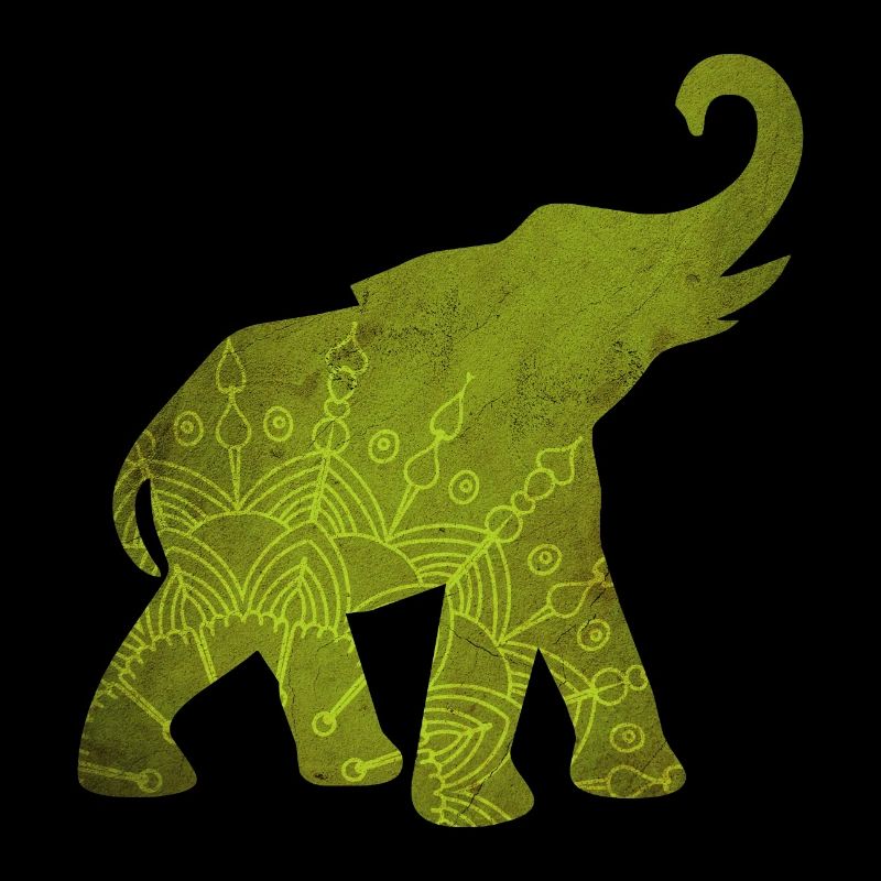 Yoga Green Elephant Pattern Mediatation India om