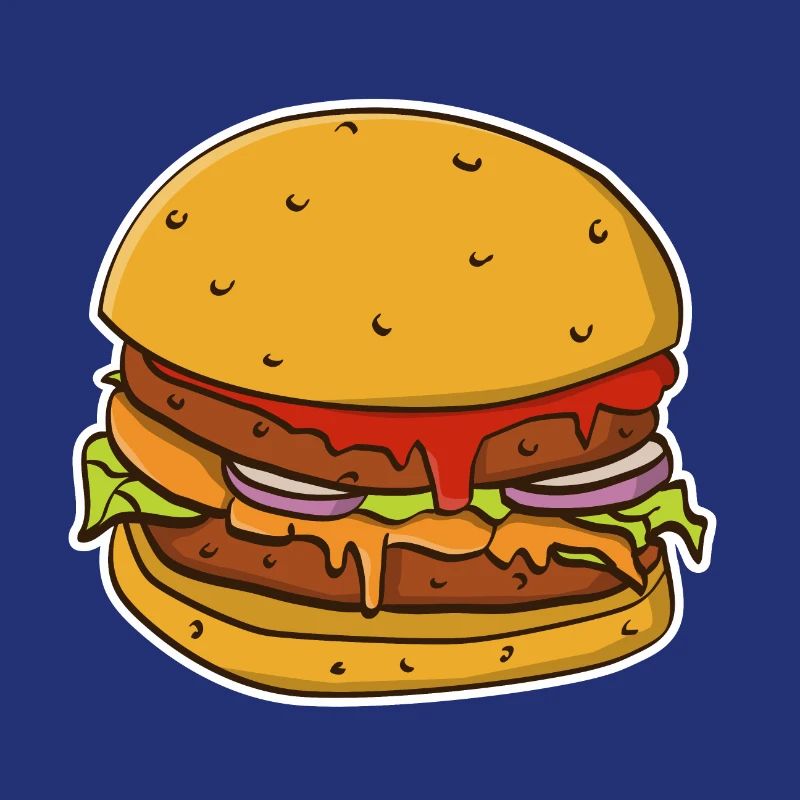 Buntes Bild eines Hamburgerbrötchens.