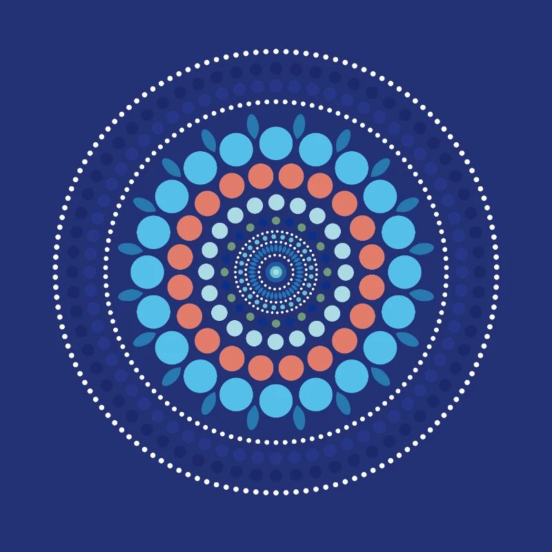 Mandala à points dégradés bleus