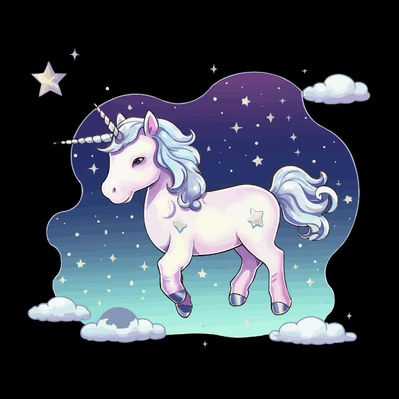 Licorne pastel Ciel étoilé
